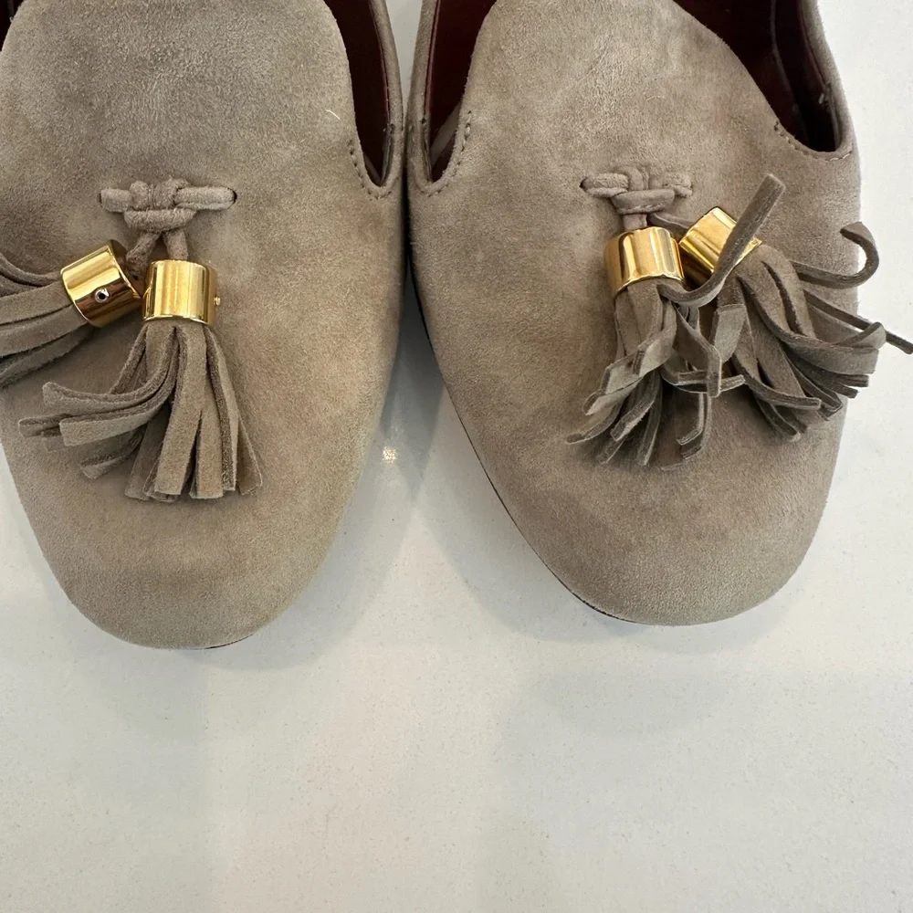 Gucci Women's Beige Suede Tassel Mocassin Pumps 37.5 - Picture 9 of 10